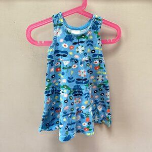 Hanna Andersson Toddler Floral‎ Print Sleeveless Dress 80cm US 18-24 Months Blue